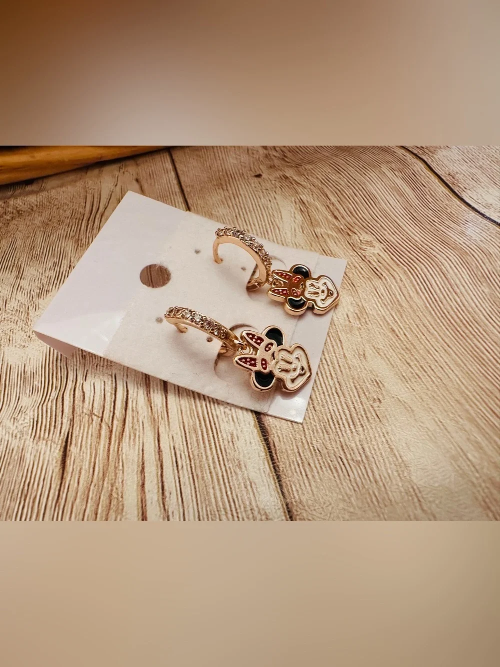 Gold-tone Pink Minnie Mouse Hoop Drop Earrings for Kids/adults*Brand New💗